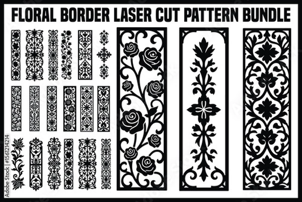 Obraz Floral Border Laser Cut Pattern Bundle 