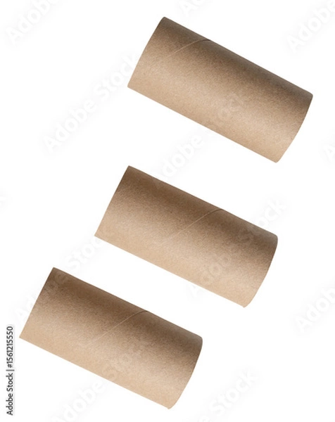 Fototapeta Top view set of tissue paper cores or napkin in strange shape after use in toilet or restroom isolated on white background with clipping path