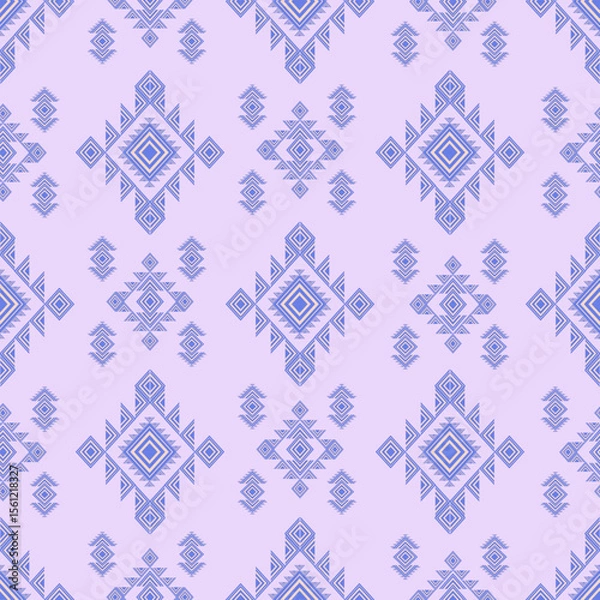 Obraz The indigo prism, vivid geometric tapestry blends purples and blues into radiant diamond and star patterns, exuding elegance, symmetry, and visual depth