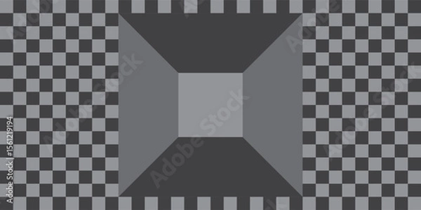 Fototapeta Futuristic digital hallway concept with checkered texture.