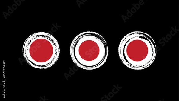 Fototapeta Japan flag with brush paint texture isolated on png or transparent background. Japan flag with transparent background.