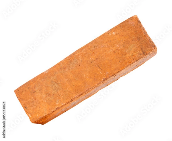 Fototapeta Single old red or orange brick isolated on white background. with clipping path