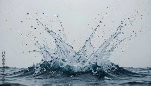 Fototapeta Water Splashing Over White Background for Fresh and Clean Design Projects