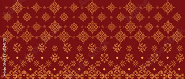 Obraz Traditional "Songket" textile pattern featuring intricate geometric and floral motifs