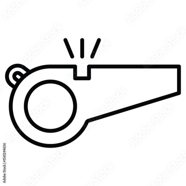 Obraz Whistle icon Black and white outline flat sign vector