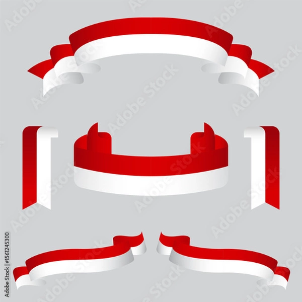 Obraz red and white ribbon, independence day design elements