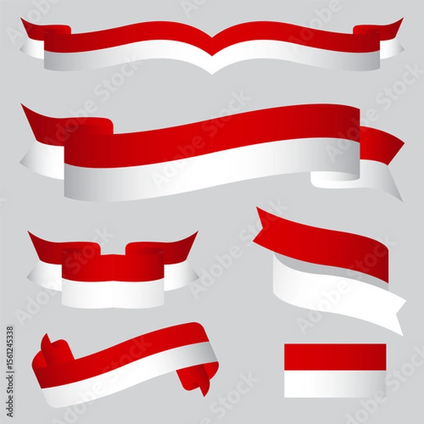 Obraz red and white ribbon, independence day design elements