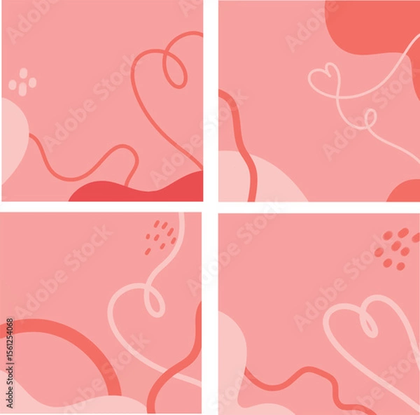 Fototapeta Abstract pink Geometric and Organic Shape Backgrounds in blue Colors, Modern Minimalist Abstract Patterns Set for Creative Design, Colorful Abstract Fluid Shapes Collection for Backgrounds