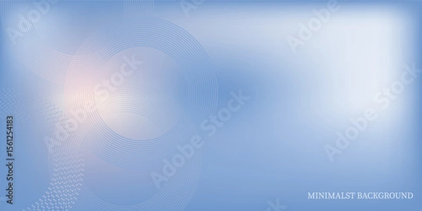 Fototapeta Soft Blue Minimalist Background with Circles and Halftone Abstract Design