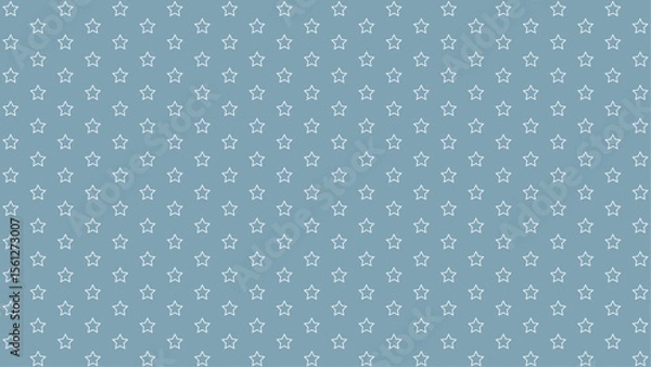 Fototapeta Seamless baby blue star outline pattern vector. Cute celestial background with white stars for kids, nursery wallpaper, textile, wrapping paper, and pastel aesthetic design projects.