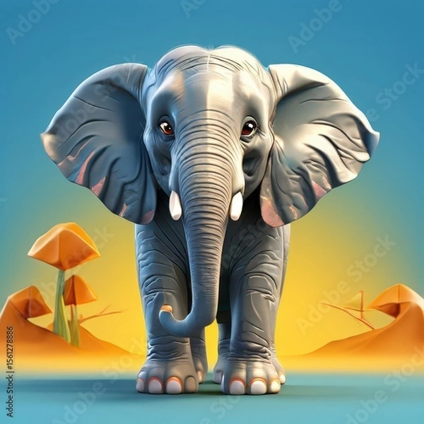 Fototapeta an AI Image Generator, Adorable Cartoon Elephant i