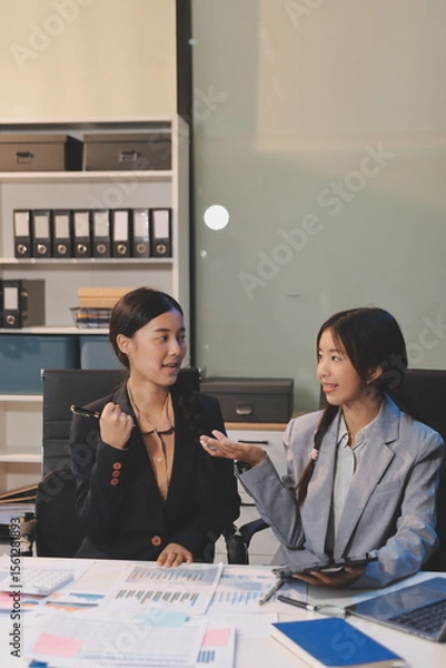 Fototapeta Accounting company provide finance and taxation planning for profitable cash flow, Auditor and accountant team working in office, analyze financial data and accounting record with calculator.Insight
