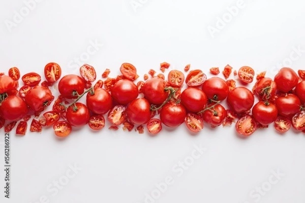 Fototapeta Fresh, ripe tomatoes arranged in vibrant line, showcasing natura