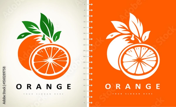 Obraz orange fruit and leaf logo vector