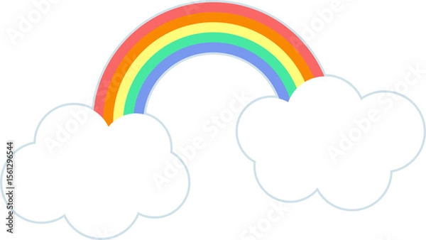 Obraz 虹と雲のかわいいタイトル用フレーム・カラフルでポップなデザイン素材｜虹,雲,空,カラフル,パーツ,青空,子供,グラフィック