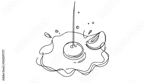 Fototapeta Continuous one single minimal line drawing omelet