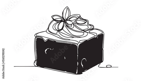 Fototapeta Continuous one single minimal line drawing brownies