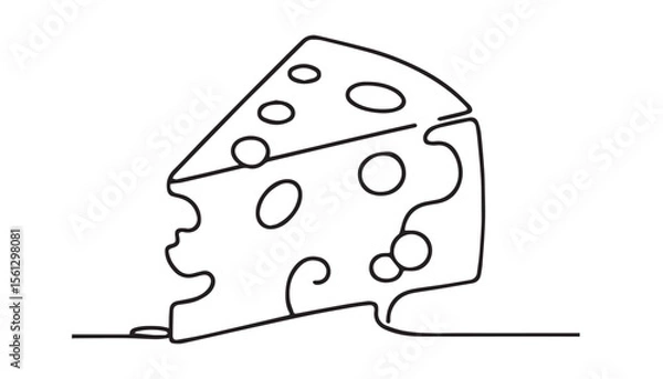 Fototapeta Continuous one single minimal line drawing cheese