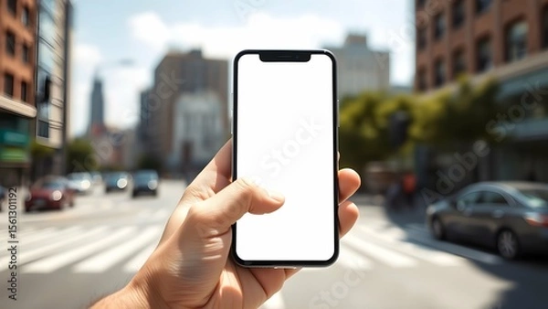 Fototapeta Smart phone Screen Mockup in Hand