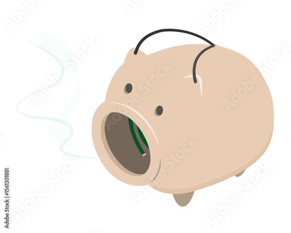 Obraz ブタ型の蚊取り線香・アイソメトリック