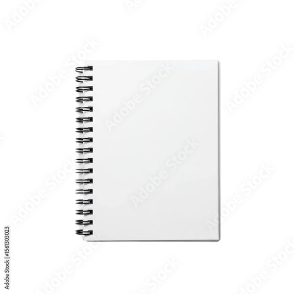 Fototapeta A blank white spiral notebook with clean pages, perfect for writing, sketching, or brainstorming ideas. Ideal for school, office, or personal use.