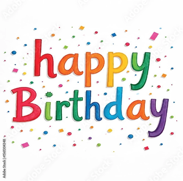 Fototapeta party, card, illustration, happy birthday, celebration, invitation, decoration, event, text, design, greeting, gift, abstract, balloon, anniversary, background, confetti, element, day, vector, happy