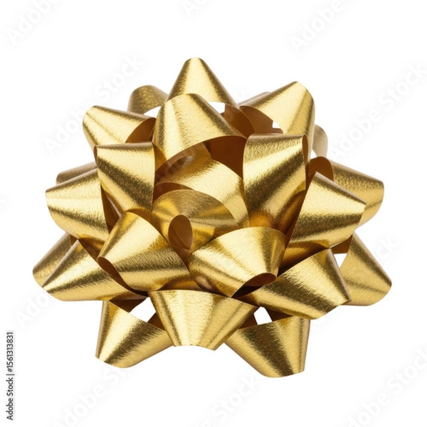 Fototapeta A vibrant gold gift bow with a metallic finish, perfect for adding a festive touch to presents and decorations for any celebration.