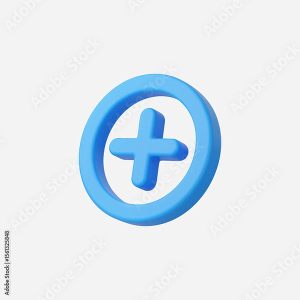 Fototapeta 3d Realistic Add icon vector Illustration