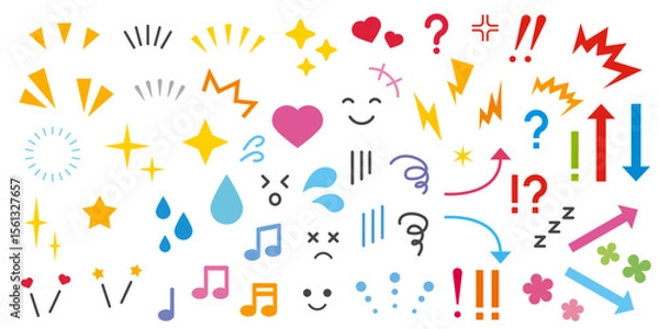 Fototapeta 感情　リアクション　イラスト　アイコン　セット