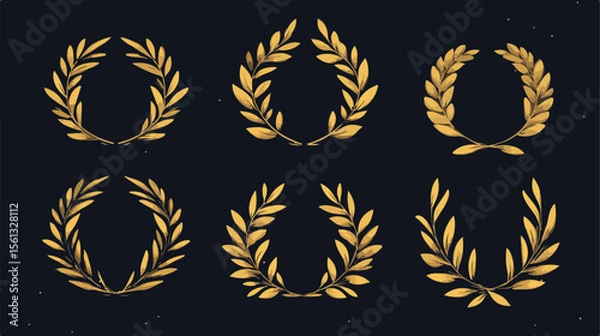 Obraz Laurel Wreaths Flat Vector Illustration