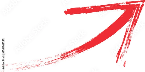 Fototapeta A bold, red arrow created with a textured brushstroke effect, pointing to the right against a plain white background.