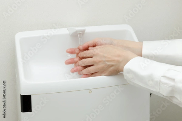 Obraz トイレで手を洗う女性の手