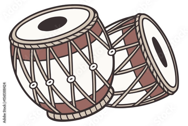 Obraz Indian Tabla Musical Instrument Illustration Isolated on White Background