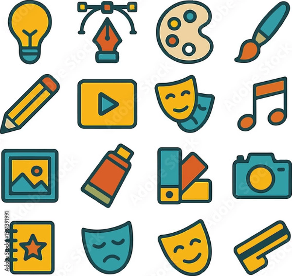 Fototapeta Creative Design and Art Tools Icons Set for Digital and Print Media Projects