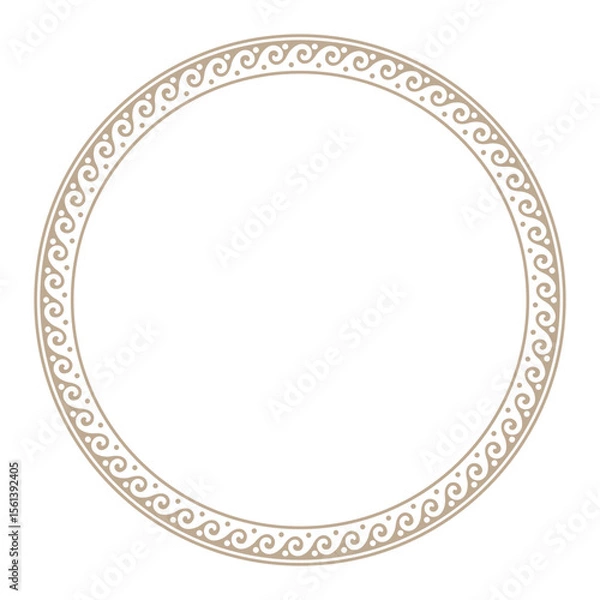 Fototapeta Greek wave meander. Round classic greek frame. Circle european gold border. Patterns of Greece, ancient Rome. In the form of wave. Vitruvian wave. For textile, engraving, embroidery, porcelain, cerami