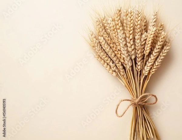 Obraz A bunch of golden wheat stalks tied with twine