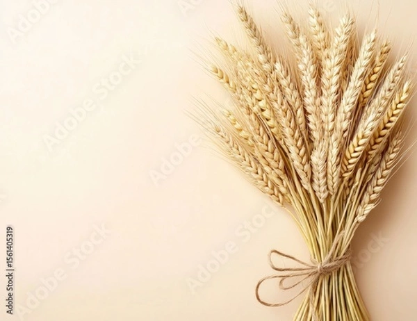 Obraz Wheat Ears Bunch on Beige Background