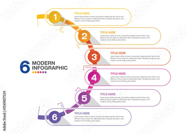 Fototapeta Modern infographic with 5 steps, process or options