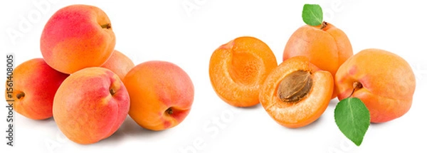 Obraz apricot fruits with green leaf isolated on white background. clipping path