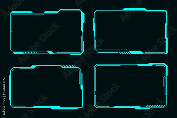 Obraz Futuristic set hi tech frame cyberpunk style design element Technology HUD sci-fi