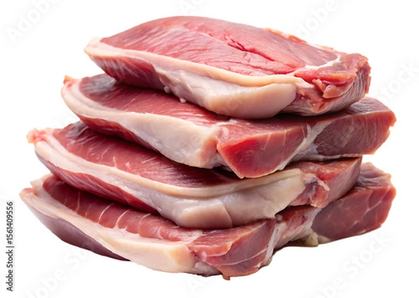 Fototapeta  cuts of raw duck meat stacked isolated on white background, PNG