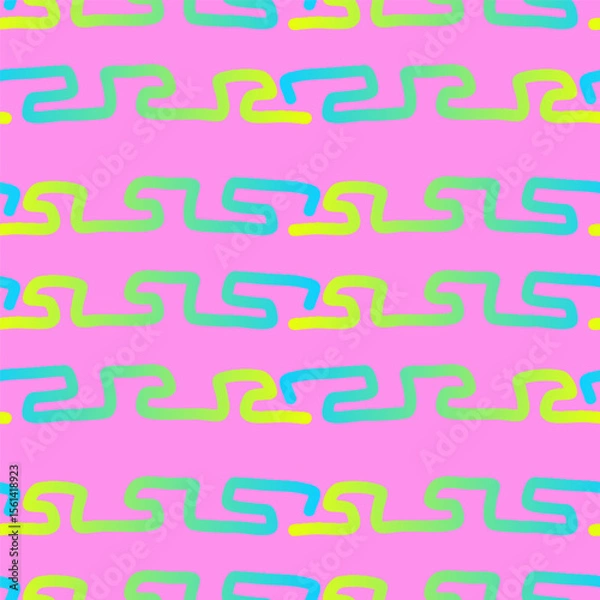 Obraz Colorful abstract vector pattern with wavy lines over a pink background