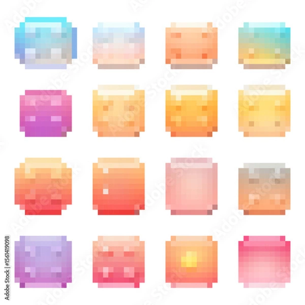 Obraz Colorful vector blocks displaying various gradients and textures arranged in a grid pattern for design and artistic use