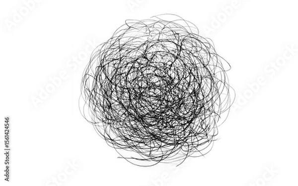 Fototapeta Chaotic black scribble on white background