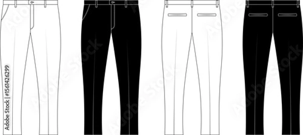 Fototapeta front view and back view formal striped trousers icon set