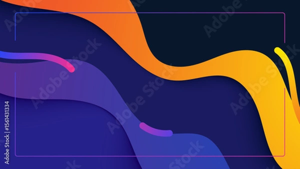 Obraz Colorful Abstract Vector Background with Curves and Smooth Wave Design