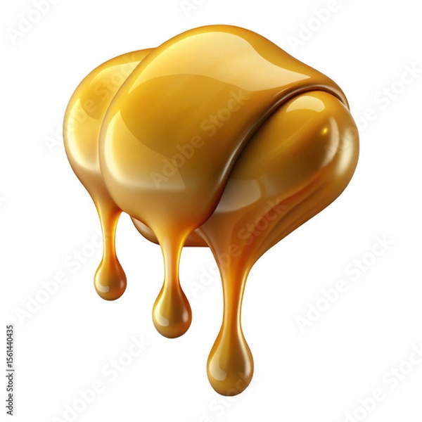 Fototapeta Caramel dripping illustration isolated on transparent background