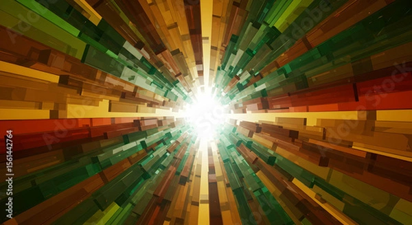 Fototapeta Abstract colorful geometric tunnel digital art design background