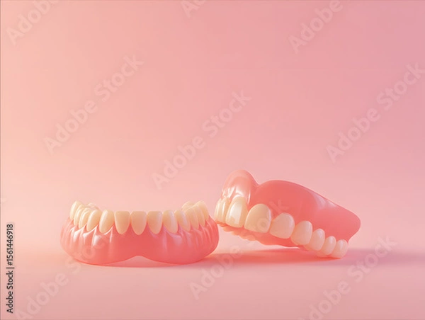 Fototapeta denture set on solid background.