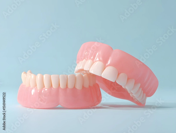 Fototapeta denture set on solid background.